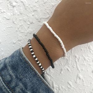 Strand 3 Pcs/Set Black And White Resin Beads For Women 2023 Fashion Jewelry Hand Chain Bracelet Female Simple