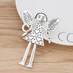 Pendant Necklaces 2 Pieces Tibetan Silver Large Angel Girl Fairy Charms Pendants For Necklace Jewellery Making Findings Accessories 80x54mm