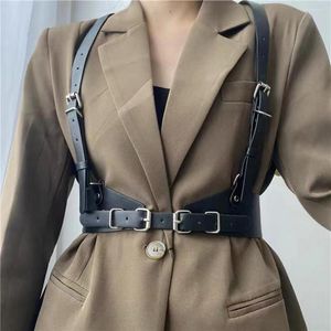 Gürtel Frauen Cincher Einstellbare Punk Stil Pin Schnalle Doppel Riemen Elastische Zubehör Sexy Kunstleder Körper Harness Gürtel