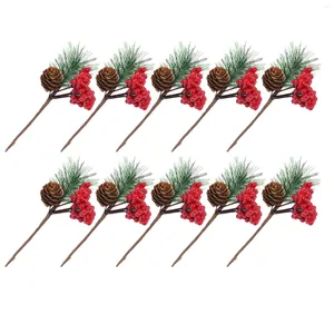 Flores decorativas Berry Hastes Holly Christmas Picks Tree Red SimulateLartificial Twig Twig Bouquets de escolha Decorações Stick Faux Flower