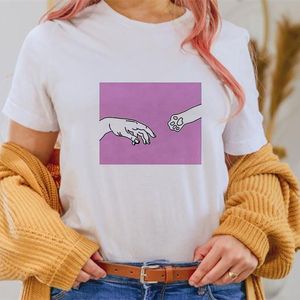 Женские футболки мода мода Женские собаки лапы рубашка любовь