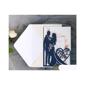 Greeting Cards Personalized Hollowedout Wedding Invitation Laser Cut For Engagement Party Favors Supplies Drop Delivery Home Garden Dhtbd