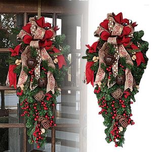 Kwiaty dekoracyjne 60 cm świąteczne drzwi bokowe wieniec na świąteczny pokój domowy wiszący girlanda ozdoba kwiatowa ręcznie robione do góry nogami dekoracja drzewa do góry nogami