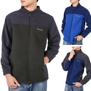 Men's Jackets 3 Colors Fabulous Casual Spring Autumn Fleece Jacket Polyester Fiber Men Cardigan Elastic Cuff Male Clothing