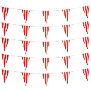 Party Decoration Carnival Themed Pennant Banner Plastic Red White Rands Garland Flag Triangle Bunting For Circus Birthday Decor