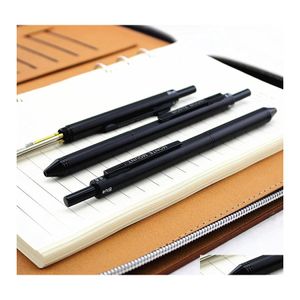Ballpoint długopisy luksusowe matowe czarne kreatywne 3 1 fl metalowy mtifunction Pen mtifunkcyjny mechaniczny ołówek kolorowy Kulka Dostawa DHBXB
