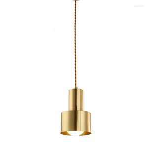 Pendant Lamps Nordic Loft Style Pure Copper Single Droplight Vintage LED Light Fixtures Creative Hanging Lamp Deco Home Lighting