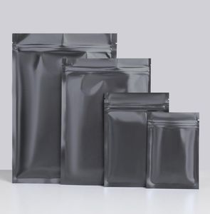 7x10 cm matt svart aluminiumfolie små påsar matpåse återförslutningsbart zip -lås mylar väskor bulk mat luktsäker förvaring dragkedja 200 st/parti