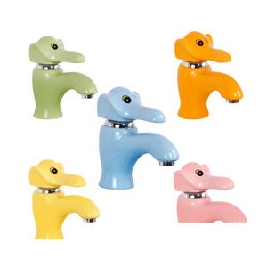 Bathroom Sink Faucets Basin White/Green Brass Childrens Cartoon Elephant Ceramic Washing Colorf Cold Mixer Tap Drop Delivery Home Ga Dhpbc