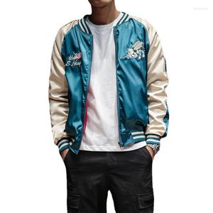 Men's Jackets Two-sided Luxury Embroidered Bomber Jacket Smooth Men's Sukajan Yokosuka Souvenir Streetwear Hip-hop Baseball