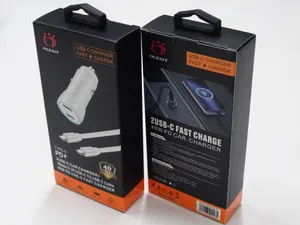 Carregadores de telefone celular OLESIT 2USB-C Fast Charge 40W Carregador de carro PD 1METER USB-C para C e L Cabo