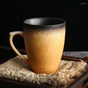 Mugs Handmade Ceramic Mug Gradient Coffee Vintage Style Tea Cup Big Porcelain Cups And For Milk Drinkware 320ML