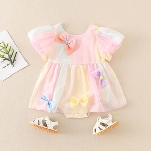 Mädchen Kleider Baby Kleid Strampler Sommer 0 1 2 Jahre alt Säuglinge Baumwolle Tüll Overalls Kleidung für geborene Kleinkind Hochzeit insgesamt Outfit