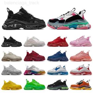 Triple S Womens Mens Triple S Clear Sole Sneaker Running Shoes Retro Sports Outdoor Runner Dad Shoes Light Solid Colorful Vintage Sport Sneakers