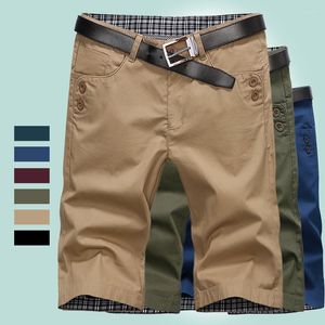 Herr shorts sommar bomullsdelade byxor mäns rak ben avslappnad fast färg medium koreansk version byxor strand