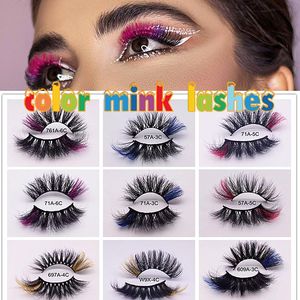 False Eyelashes 25mm 3D Mixed Color Mink Lashes Wholesale Beauty Natural Individual Makeup Thick Fluffy Lash Extension Supplies