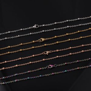 Kedjor för smyckesfyndkomponenter som gör kvinnor män diy rostfritt stål pärla guldpläterad silverkedja grossist 75 80 cm