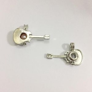 Pendant Necklaces Guitar Locket Cage Can Open And Put A Pearl Gem Bead Mounting DIY Jewelry Charms 2pcs/lot