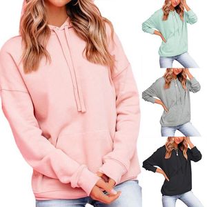 Frauen Hoodies Sweatshirts Pullover Harajuku Hoodie Europäischen 2023 Reine Farbe Sets Känguru Taschen Mit Kapuze Fleece Sweatshirt Weibliche Stree