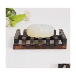 Soap Dishes Natural Bamboo Wood Wooden Tray Holder Storage Rack Plate Box Container Bath Drop Delivery Home Garden Bathroom Accessori Dhuwd