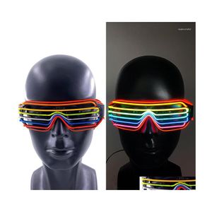Dekoracja imprezy kolorowe okulary LED El Light Up Shades Flashing Rave Costume Mask Night Show Slow Sophies Dekory świąteczne upuść del dh8xs