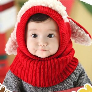 Cappelli Bambini Bambino Inverno Orecchio Adorabile Infantile Ragazza del bambino Ragazzo Beanie Cap Cappello caldo Sciarpa lavorata a maglia con cappuccio Set Paraorecchie