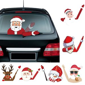 Väggklistermärken juldekoration Santa Claus 3D PVC Waving Car Styling Window Wiper dekaler Bakre vindrutan Dekor