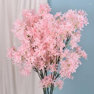 Dekorativa blommor 5st Lilac krypterad simulering Flower Artificial Cross Cherry Blossom Home Living Room Wedding Decoration Fake Rose