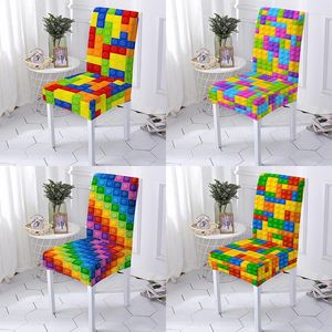 Chair Covers Colorful Patchwork Print Cover Dustproof Anti-dirty Removable Office Protector Case Chairs Living Room Vanity