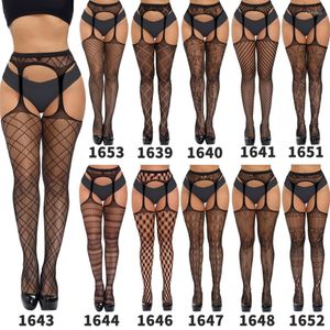 Women Socks YZ&BH 1 Pair Sexy Suspender Net Stockings Super Stretch Garter Trousers Ladies Open File Fine Mesh Non-slip