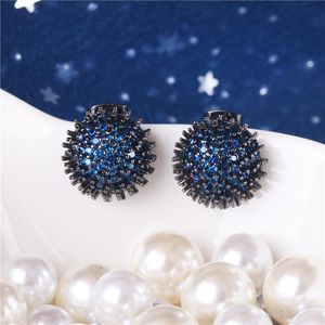 Orecchini a bottone Blu Fuochi d'artificio primaverili alla moda per le donne Matrimonio Girasole Festa CZ Cubic Zirconia Orecchino Alta gioielleria Regalo di dipendenza