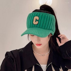 Ball Caps Frauen Herbst Winter Sport Leere Top Hut Weibliche Pelz Mischung Warme Baseball Kappe Mode Sport Lauf Gestrickte