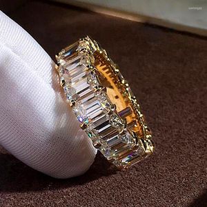 Wedding Rings Hip Hop Jewelry 5A Zircon Stone Silver Color Yellow Gold For Women Fashion Engagement Ring