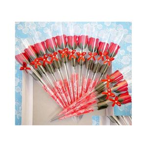 Ghirlande di fiori decorativi San Valentino Rosa rossa Fiore di sapone Bagno romantico per la fidanzata Bomboniere Forniture per feste festive Drop Dhmfg