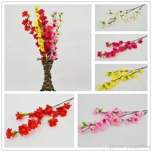 Flores decorativas de atacado 60 cm/24 polegadas ramos artificiais de pêssego com flor de cerejeira de seda casa de decoração de casamento flor