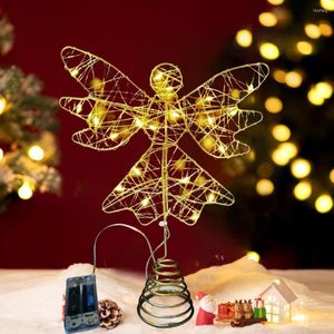 Weihnachtsdekorationen, LED-Baumspitze, Stern-Ornament, dekorative Eisenanhänger, leuchtende Dekoration, Zubehör, Weihnachtsparty-Zubehör