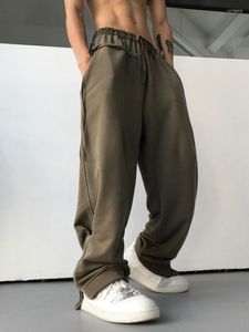 Męskie spodnie męskie dom dla wysokiej talii czarne spodnie męskie luźne pary swobodne pary zip harajuku japońskie streetwear hip hop vintage