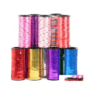 Party Decoration 5Mm 100 Yard Balloons Ribbons Laser Ribbon For Gifts Box Diy Packing Wedding Foil Silk Satin Drop Delivery Home Gar Dhoq7