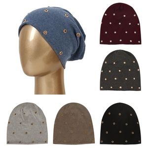 Beanies Beanie/Skull Caps Fashion Women Rhinestones Cotton Female Skallies Böhmen Baggy Hats Ladies Autumn Winter Casual