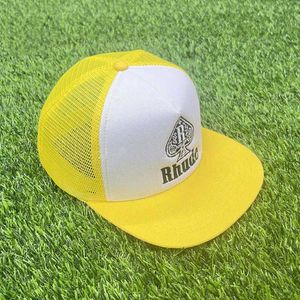 黄色のメッシュ Rhude 帽子男性女性刺繍サンシェード RHUDE 文字野球帽