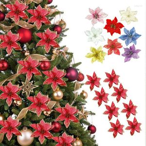 Decorative Flowers 5 Sparkling Artificial Christmas Ornaments Tree Decoration DLY Year Wedding Party Home Gathering Decoratio
