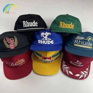 Klasyczny Rhude Baseball Cap Men Kobiety 1 1 Najlepsza jakość zielony czerwony żółty niebieski czarny czarny rhude regulowany kapelusz