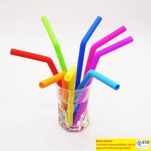 Reusable Silicone Straws Food Grade Silicone Straws Drinking With Cleaning Drinkware Brush Party Straws BPA Free