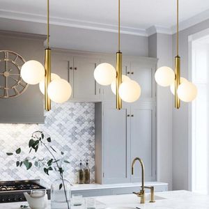 Chandeliers Nordic Design LED Glass Ball For Dining Room Kitchen Island Bedroom Bedside Pendant Lamp Home Deocr Hanging Lights