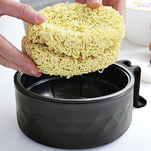 Servis sätter hushållens praktiska bambufiber dränerad soppa Instant Noodle Bowl Torra köksbeteckningsredskap
