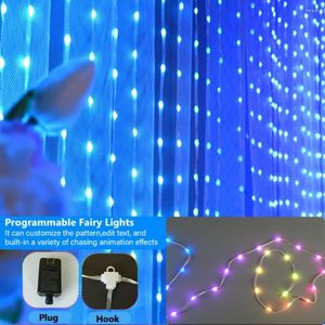 Saiten Smart LED RGB Farbe Vorhang String Licht APP Steuerung Weihnachtsfee DIY Bildanzeige für Fenster Wohnkultur