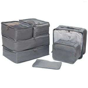 Storage Bags 7pcs Luggage Foldable Reusable Travel Cubes Set Polyester Waterproof Organiser Space Saving Compression Shoes For Suitcases