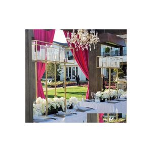 Parti Dekorasyonu 6 PCS Toptan Düğün Metal Uzun Çiçek Stand Pillar Masa Centerpieces Yudao1649 Damla Teslimat Ev Bahçesi F DH8X