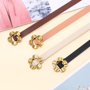 Belts Gold Flower Buckle Ladies Belt Fashion Casual Luxury Design Brand Slim Dresses Jeans Shirts Decorative Accessories Gothic Ins