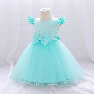 Mädchenkleider Kleinkind Mädchen Partykleidung 3–24 Monate Geburtstag Hochzeit Blumenmädchen Kleid Prinzessin Schleife Pailletten Flauschig Boutique Baby